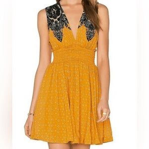 Free People Walking Through My Dreams Dress Women’s M Goldensun Combo Short Boho